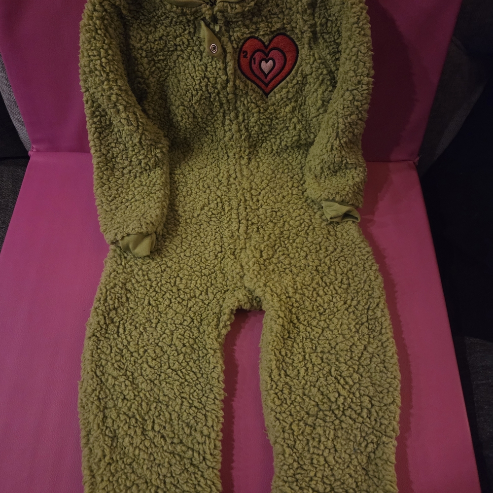 The Grinch Kids Footie Onsie with Heart Patch